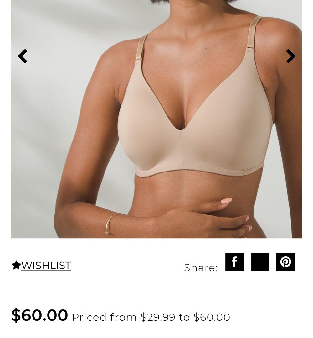Soma vanishing back wireless bra 36DD nude